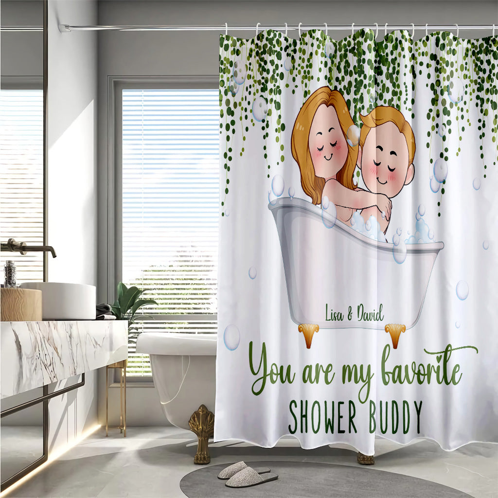 Du bist mein liebster Duschpartner – Personalisierter Duschvorhang für Paare