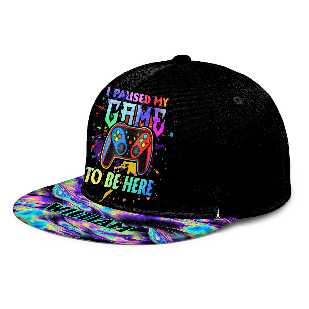Ich habe mein Spiel pausiert, um hier zu sein – Personalisierte Videospiel-Snapback-Tasche
