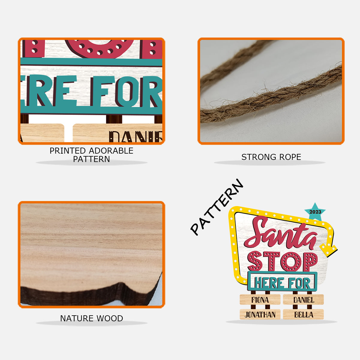 Weihnachtsmann-Haltestelle hier für - Personalisiertes Oma-Holzschild