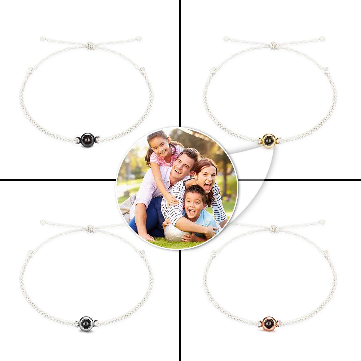 Ich liebe meine Familie – Personalisiertes Armband mit Familienprojektion