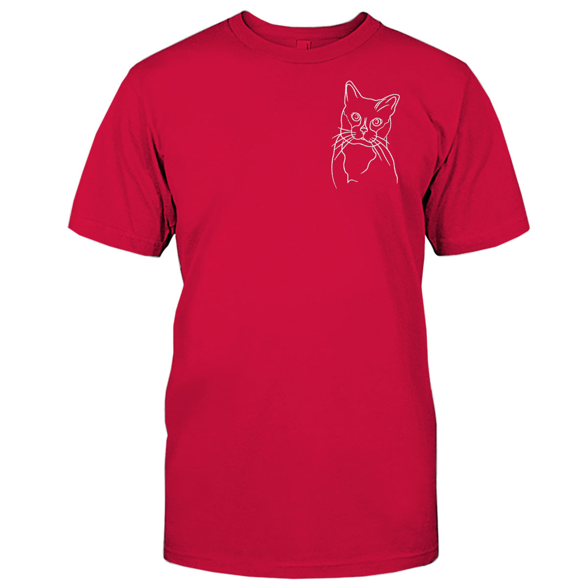Individuelle Linienzeichnung – Personalisiertes T-Shirt mit Katzenstickerei