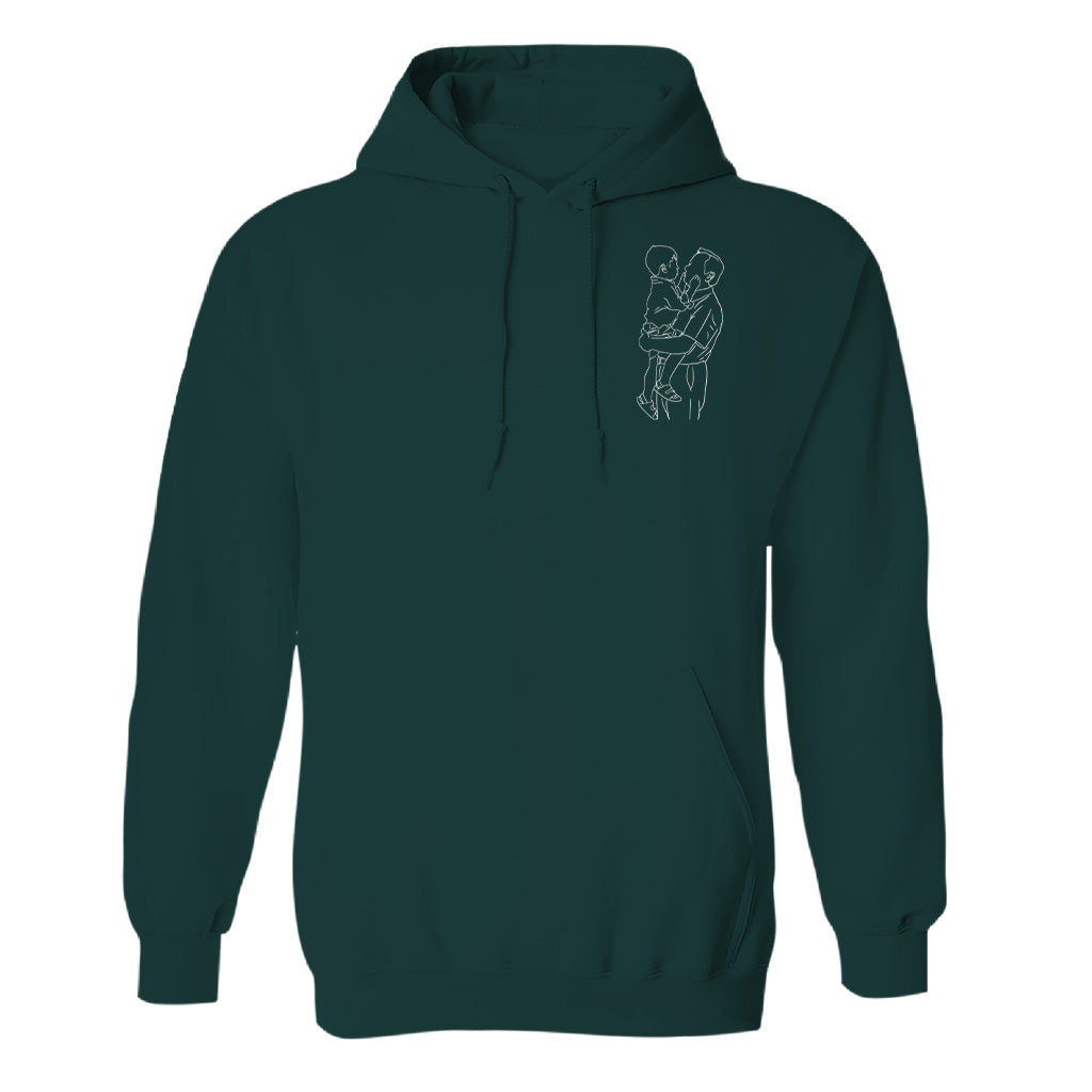 Individuelle Linienzeichnung – Personalisierter bestickter Opa-Hoodie