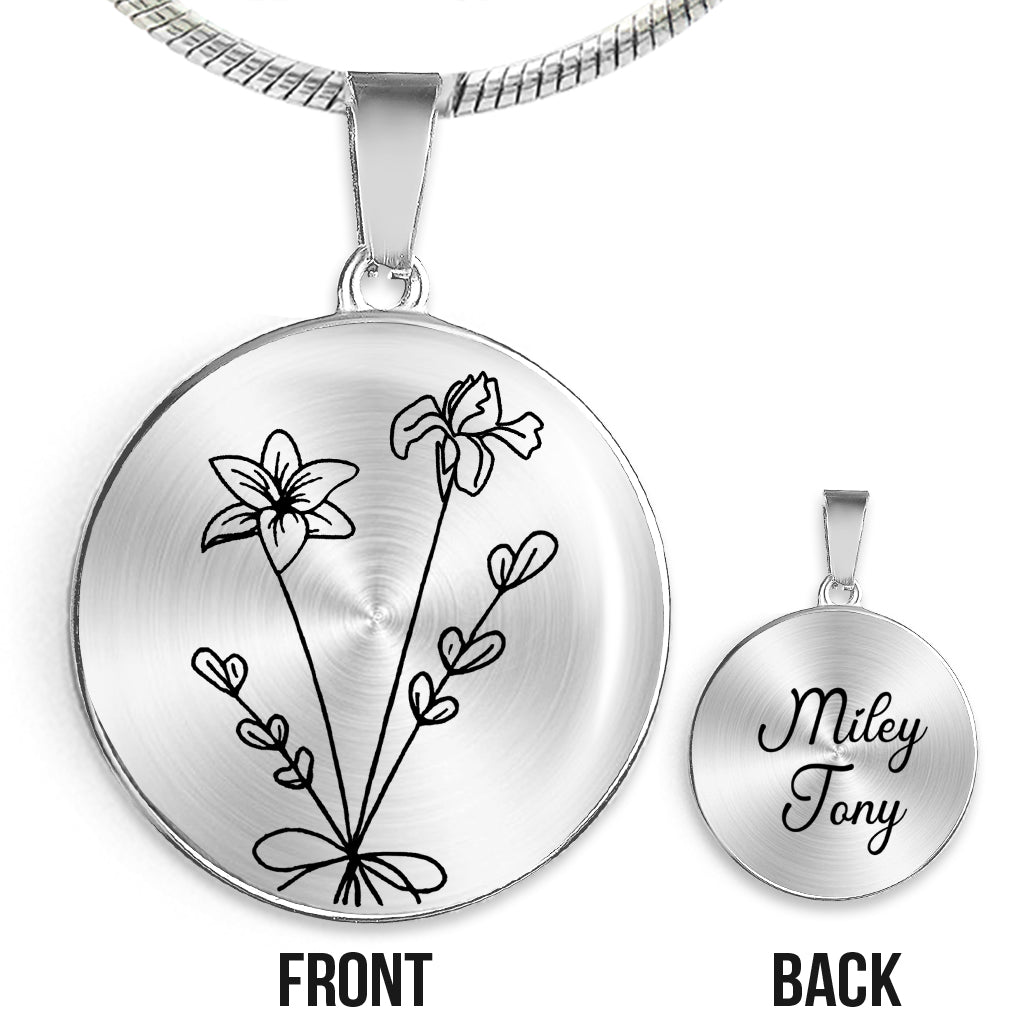 Geburtstagsblume – Geschenk für Mama, Ehefrau, Freundin, Oma – Personalisierte runde Anhängerkette