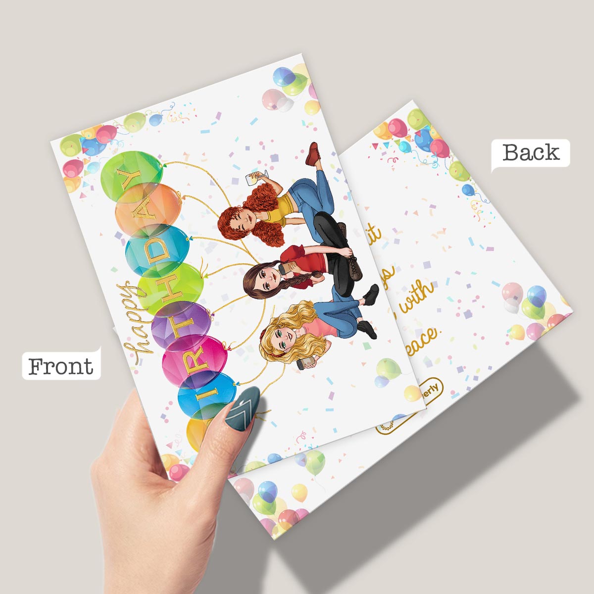 Geburtstagsballon mit personalisiertem Porträt - Personalisierte Grußkarte