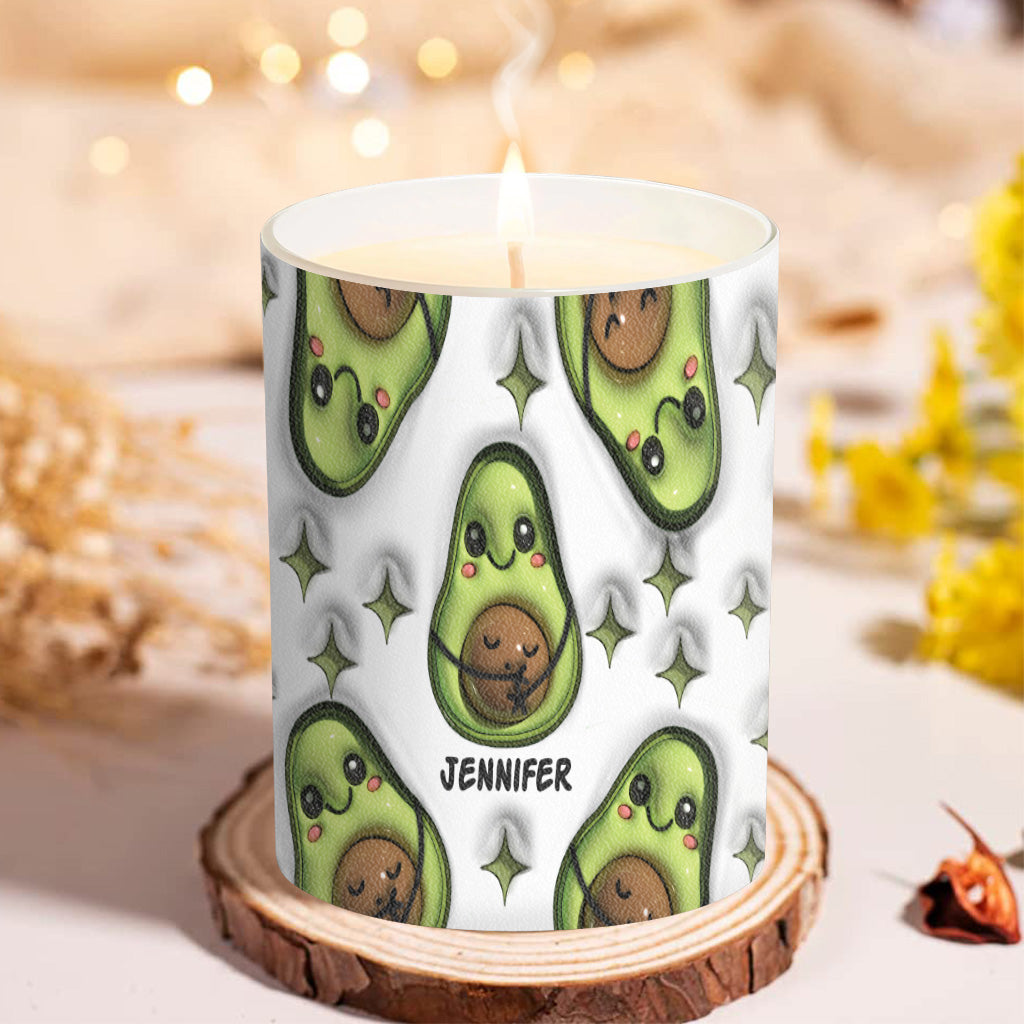 Best Mamacado Ever - Pregnancy gift for wife, daughter, girlfriend, friend - Personalized Candle With Wooden Lid