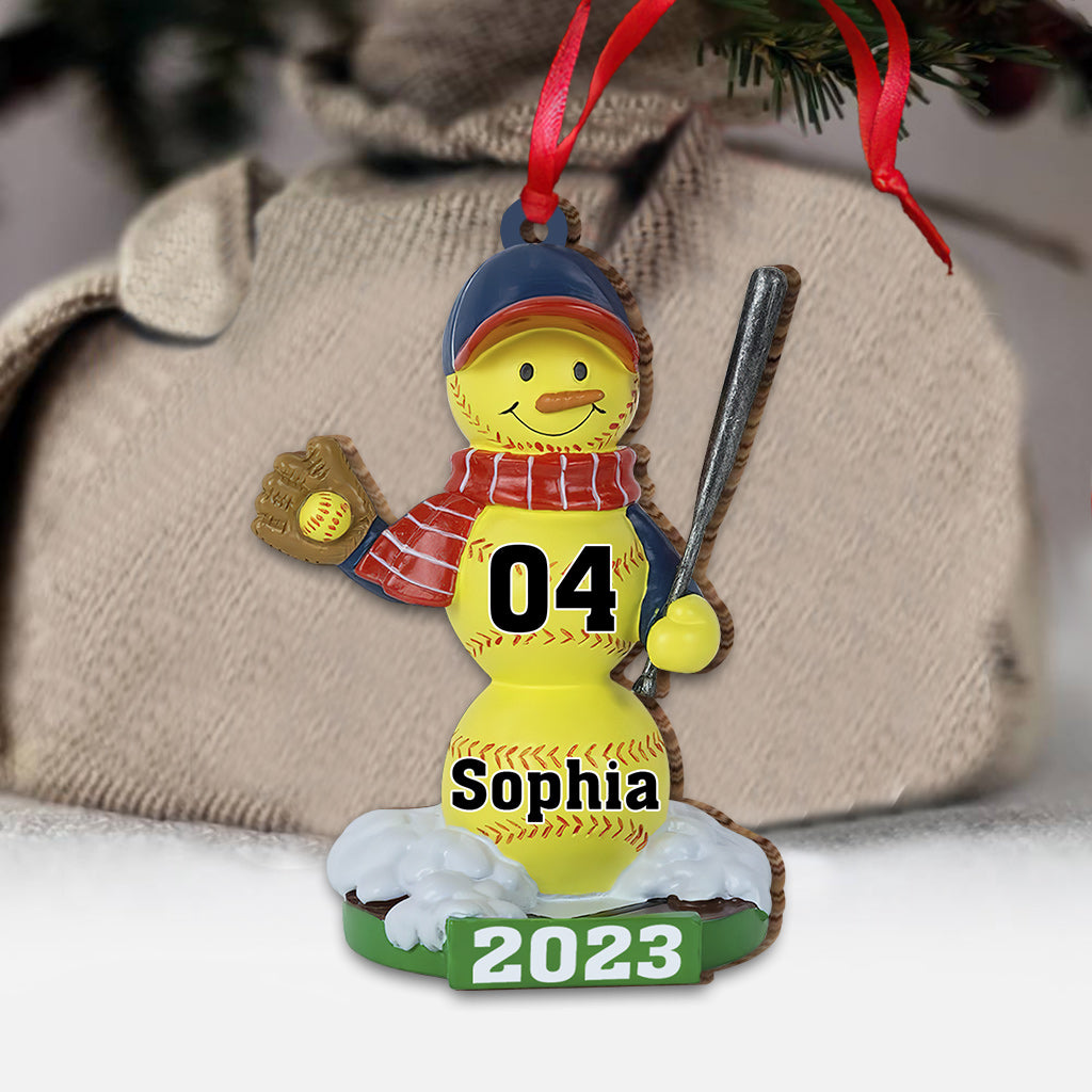 Softball Snowman - Personalized Softball Ornament