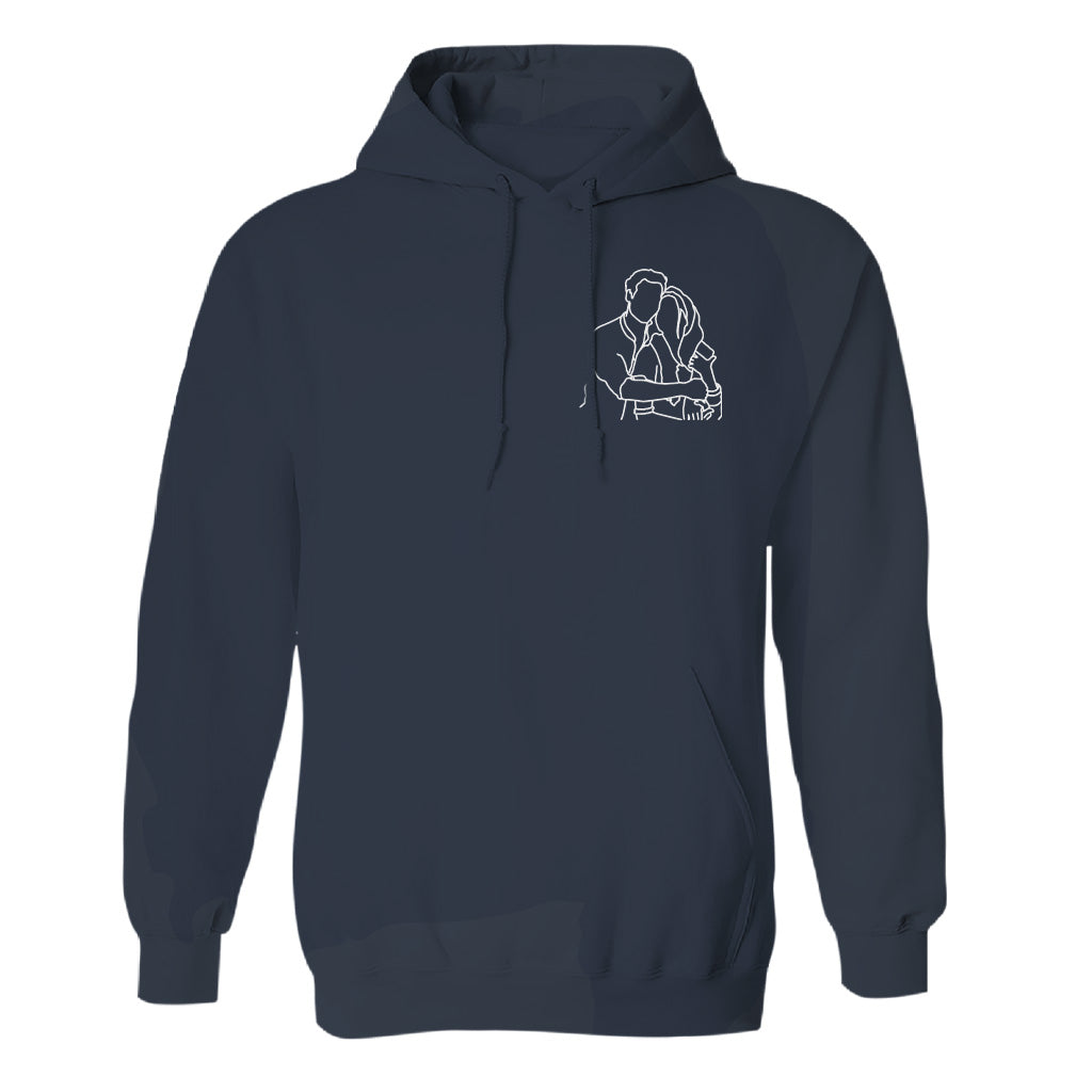 Individuelle Linienzeichnung – Personalisierter, bestickter Hoodie für Paare