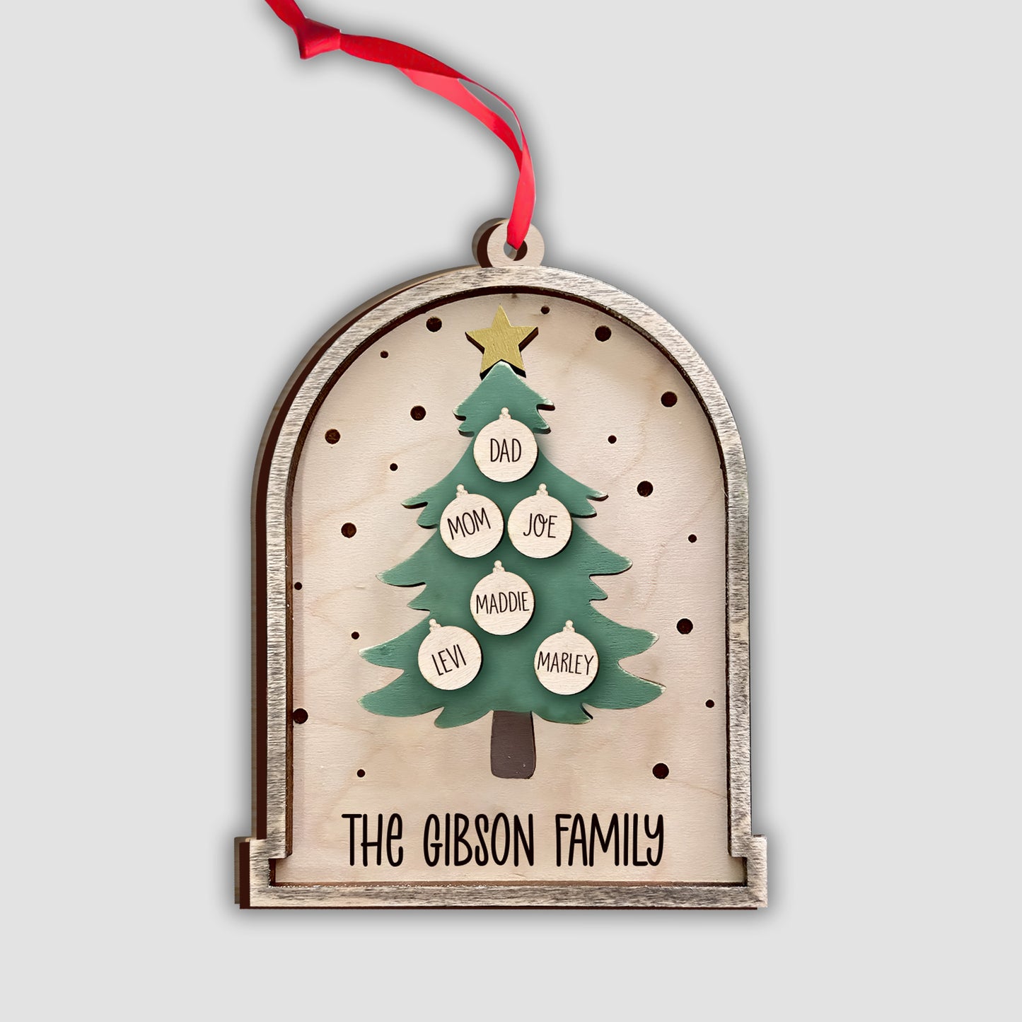 Weihnachtsbaum – Personalisierter zweilagiger Familienschmuck