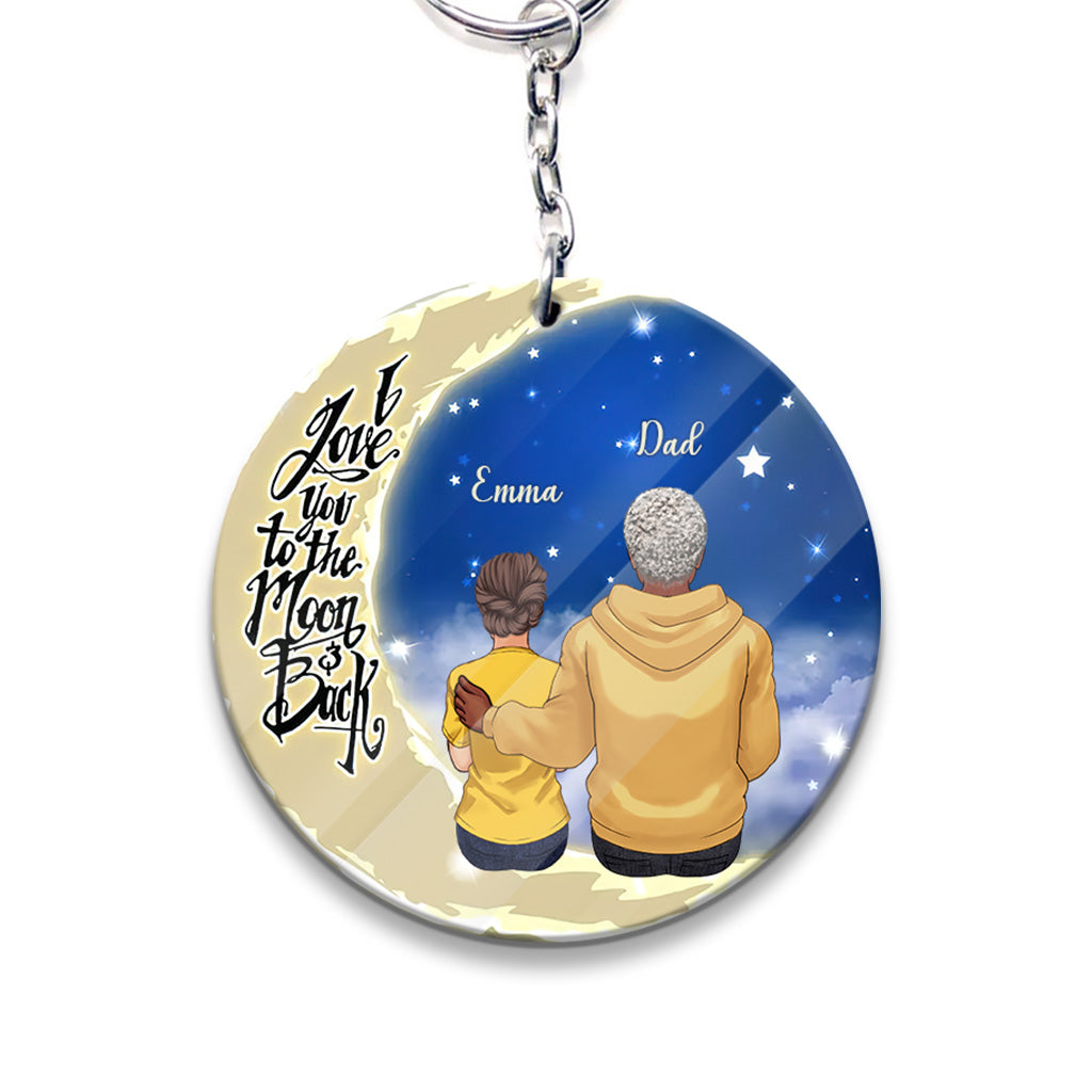 Bis zum Mond und zurück – Geschenk für Oma, Mama, Papa, Opa – Personalisierter Schlüsselanhänger