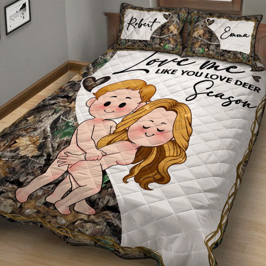 Liebe mich wie du die Hirschsaison liebst - Personalisiertes Jagd-Quilt-Set