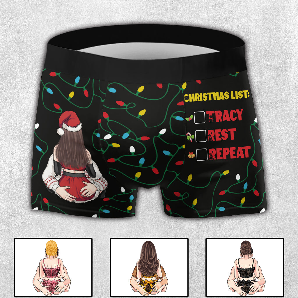Weihnachtswunschliste – Personalisierte Boxershorts für Paare