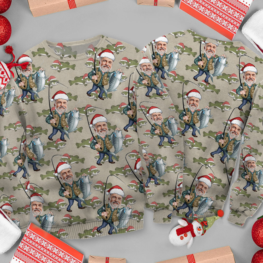 Weihnachtspullover zum Thema Angeln - Personalisierter hässlicher Anglerpullover