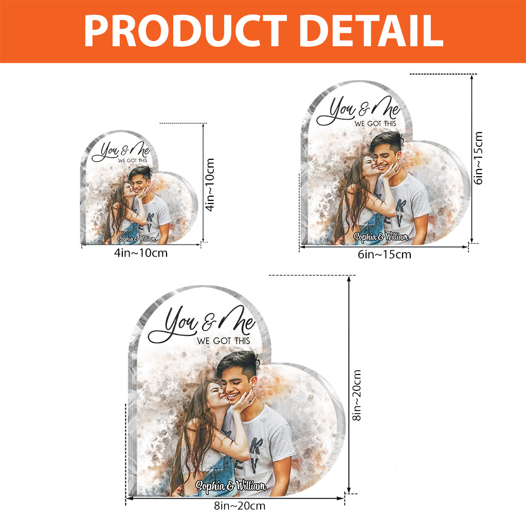 „Du und ich, wir schaffen das“ – personalisierte Acrylplakette in individueller Form für Paare