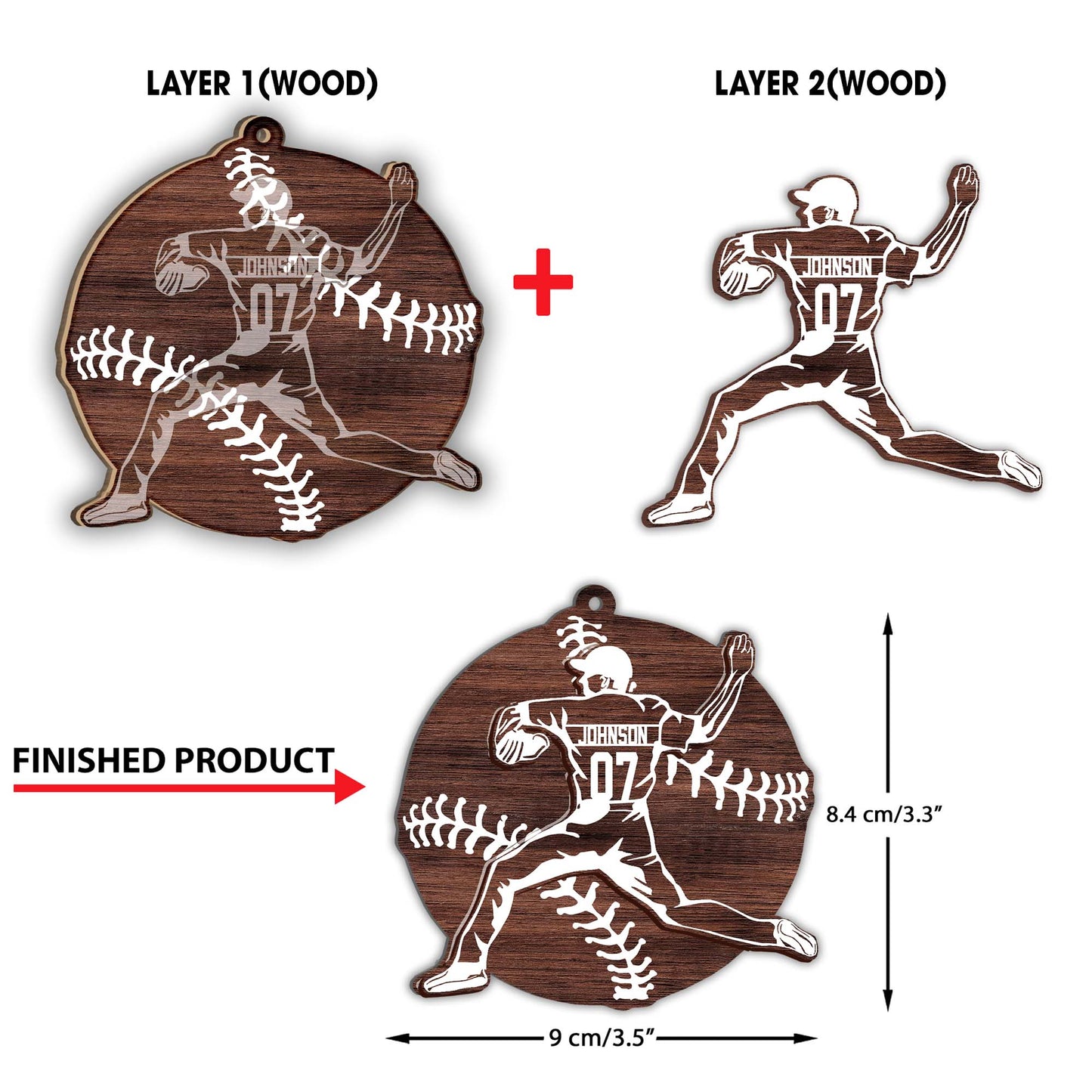 Baseball-Saison – Personalisierter Baseball-Weihnachtsbaumschmuck (2-lagig)