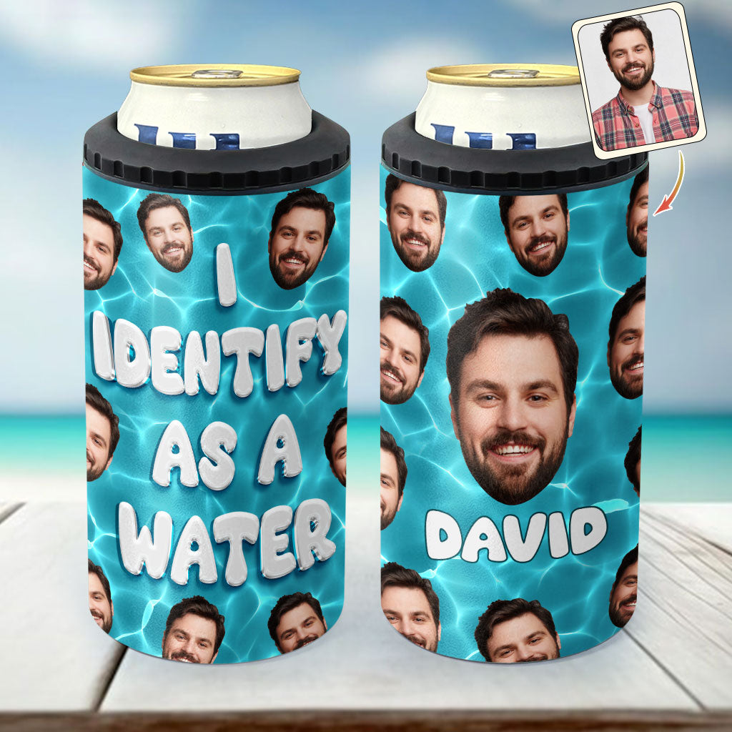 Ich identifiziere mich als Wasser – Biergeschenk für Papa, ihn, Ehemann, Freund – Personalisierter Dosenkühler