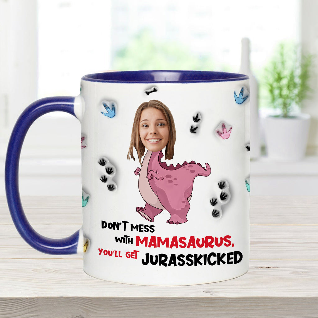 Leg dich nicht mit Mamasaurus an – personalisierte Tasse mit Muttermotiv