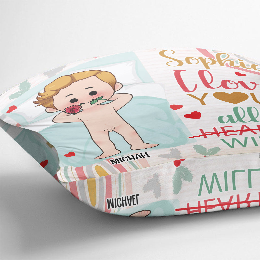 Ich liebe dich mit meinem ganzen Penis - Personalisiertes Pärchenkissen