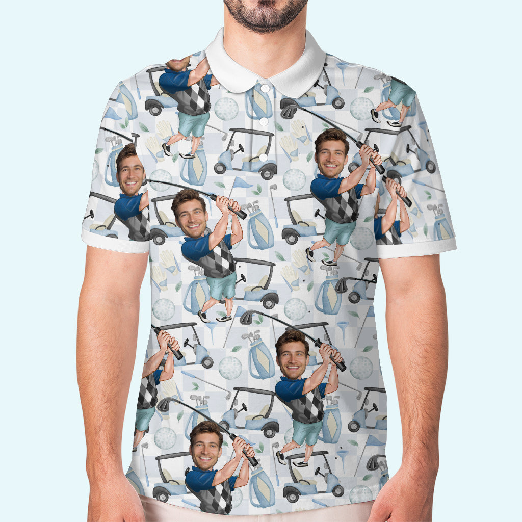 Foto eingefügtes lustiges Golfer-Design – personalisiertes Golf-Poloshirt