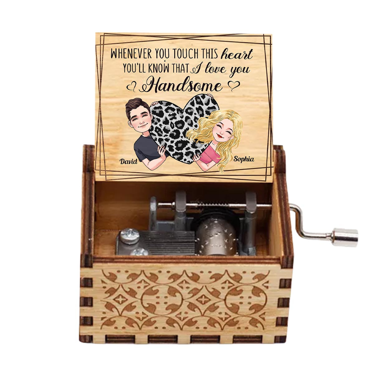 Whenever You Touch This Heart - Gift for mom, grandma, grandpa, daughter, son, granddaughter, grandson, wife, husband, dad, aunt, uncle, sister, brother - Personalized Hand Crank Music Box