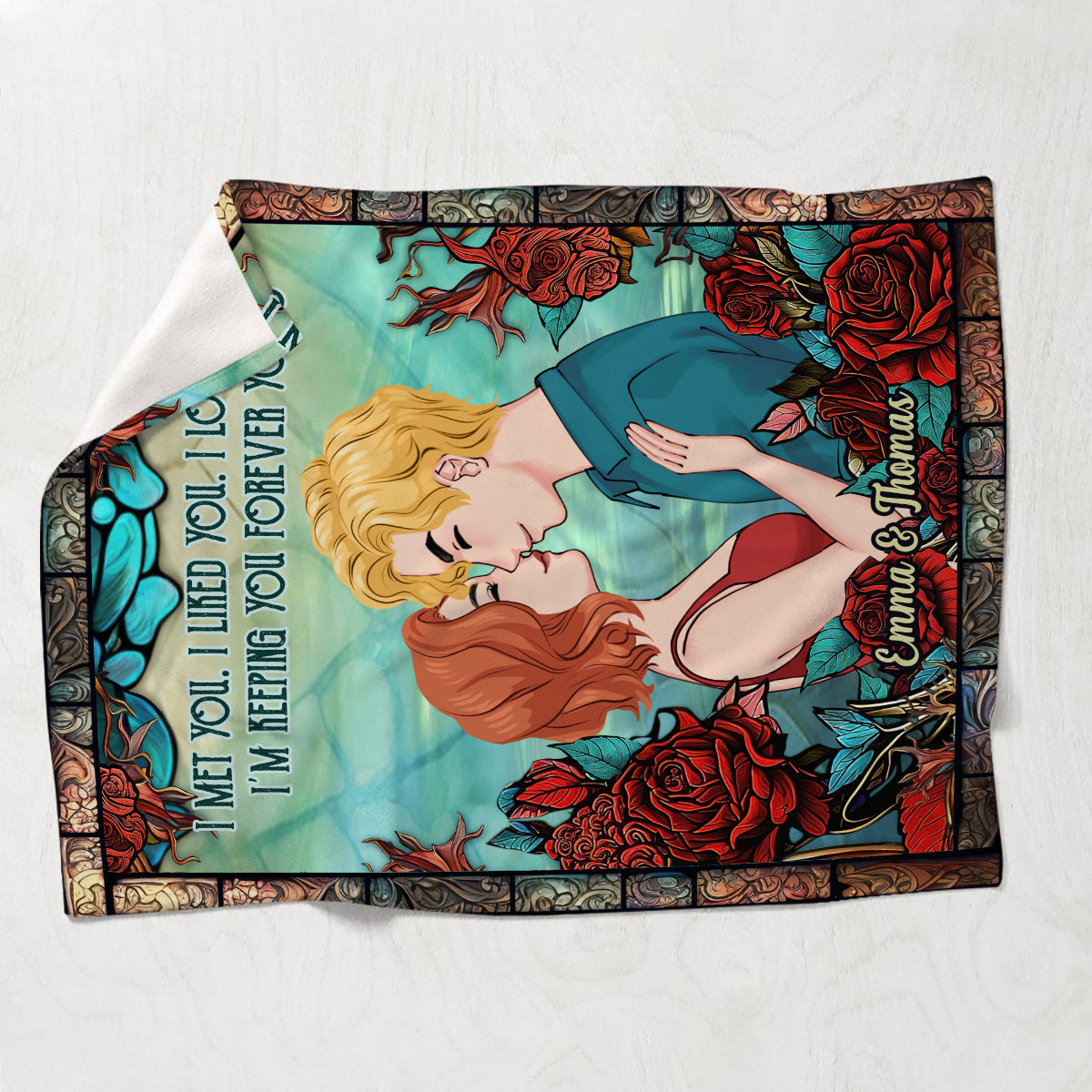 I Met You. I Liked You. I Love You. I'm Keeping You. Forever Yours - gift for husband, wife, boyfriend, girlfriend - Personalized Blanket