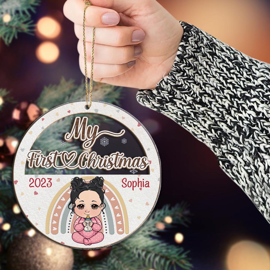 Erstes Weihnachtsfest für Babys – Personalisierter, zweilagiger Weihnachtsschmuck für Neugeborene