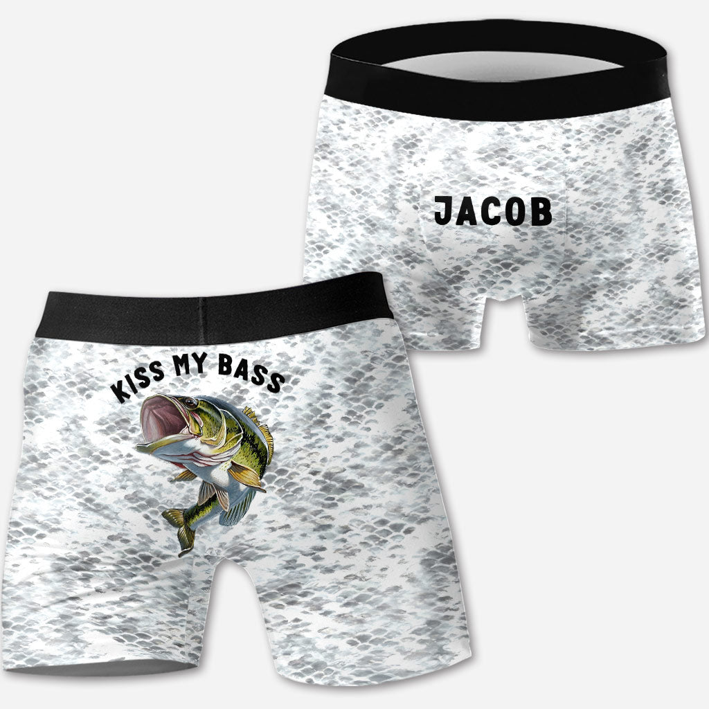 Kiss My Bass - Personalized Fishing Men Boxer Briefs