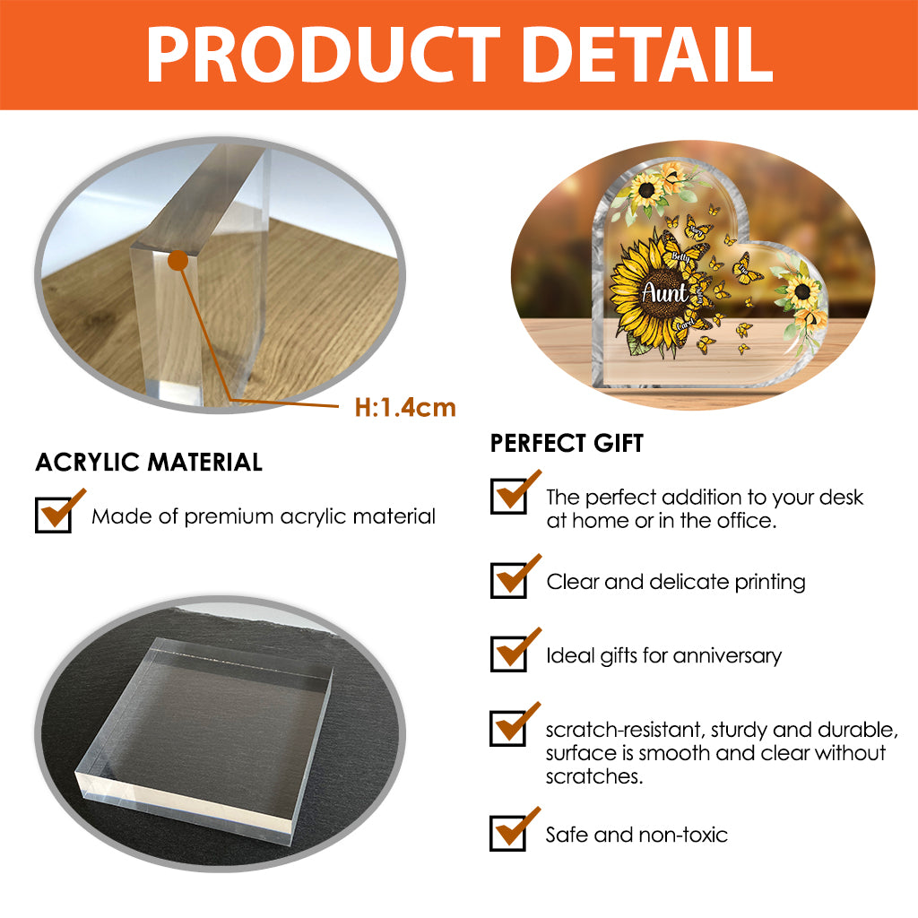 Wunderschöne Sonnenblume – Meine größten Segenswünsche – Geschenk für Oma, Mama, Tante – Personalisierte Acrylplakette in individueller Form