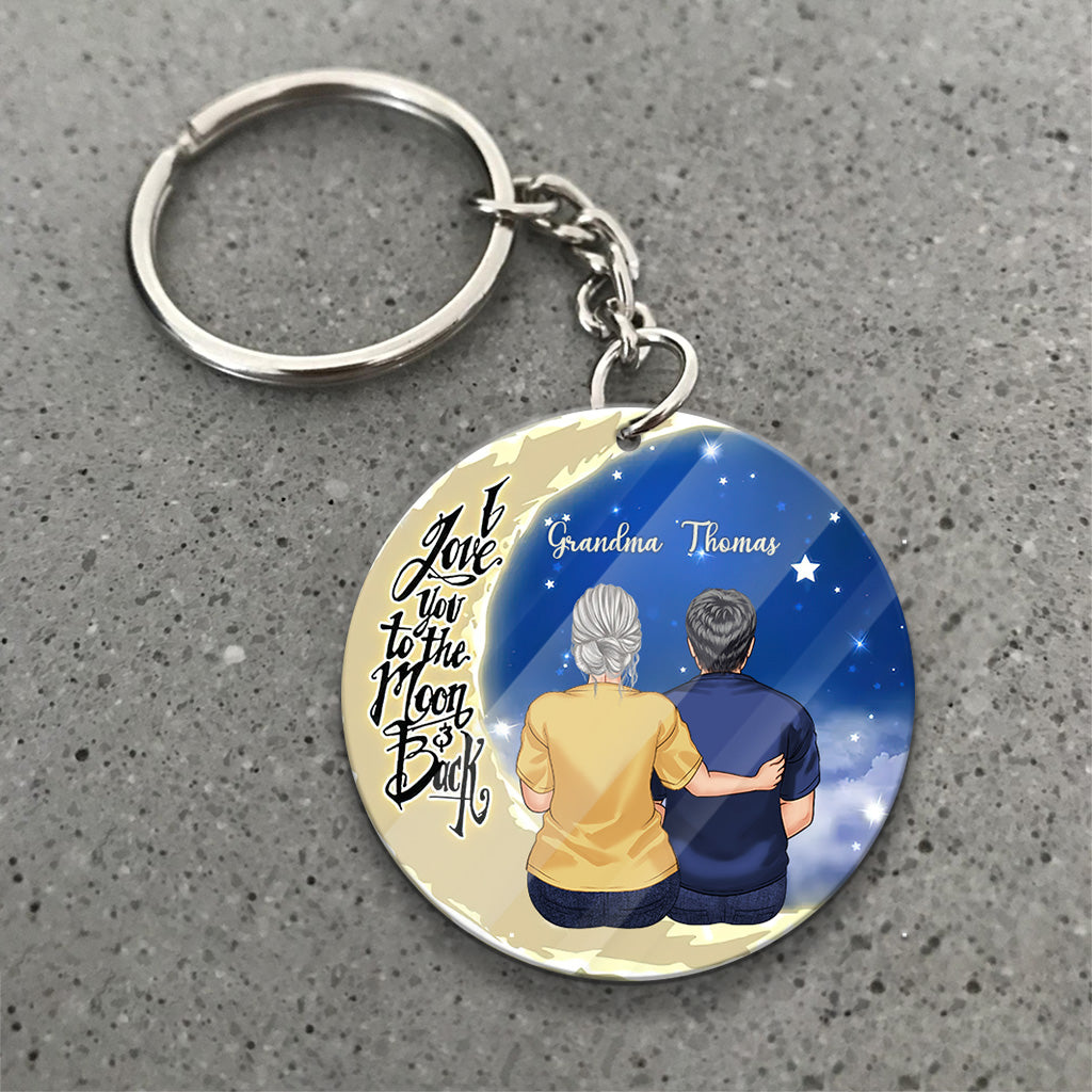 Bis zum Mond und zurück – Geschenk für Oma, Mama, Papa, Opa – Personalisierter Schlüsselanhänger