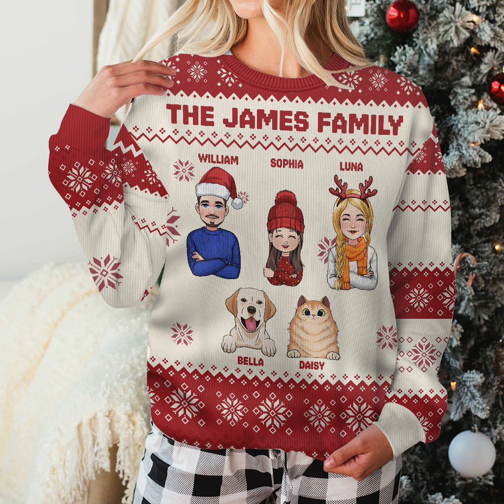 Merry Christmas - Personalized Family Ugly Sweater