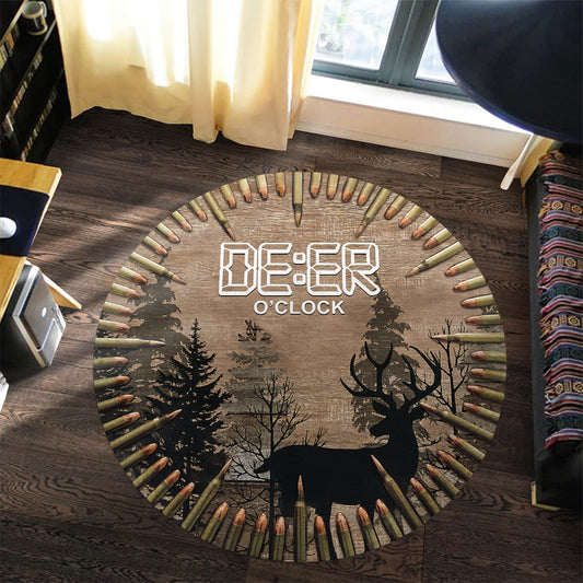 Deer O'Clock - Hunting Round Rug