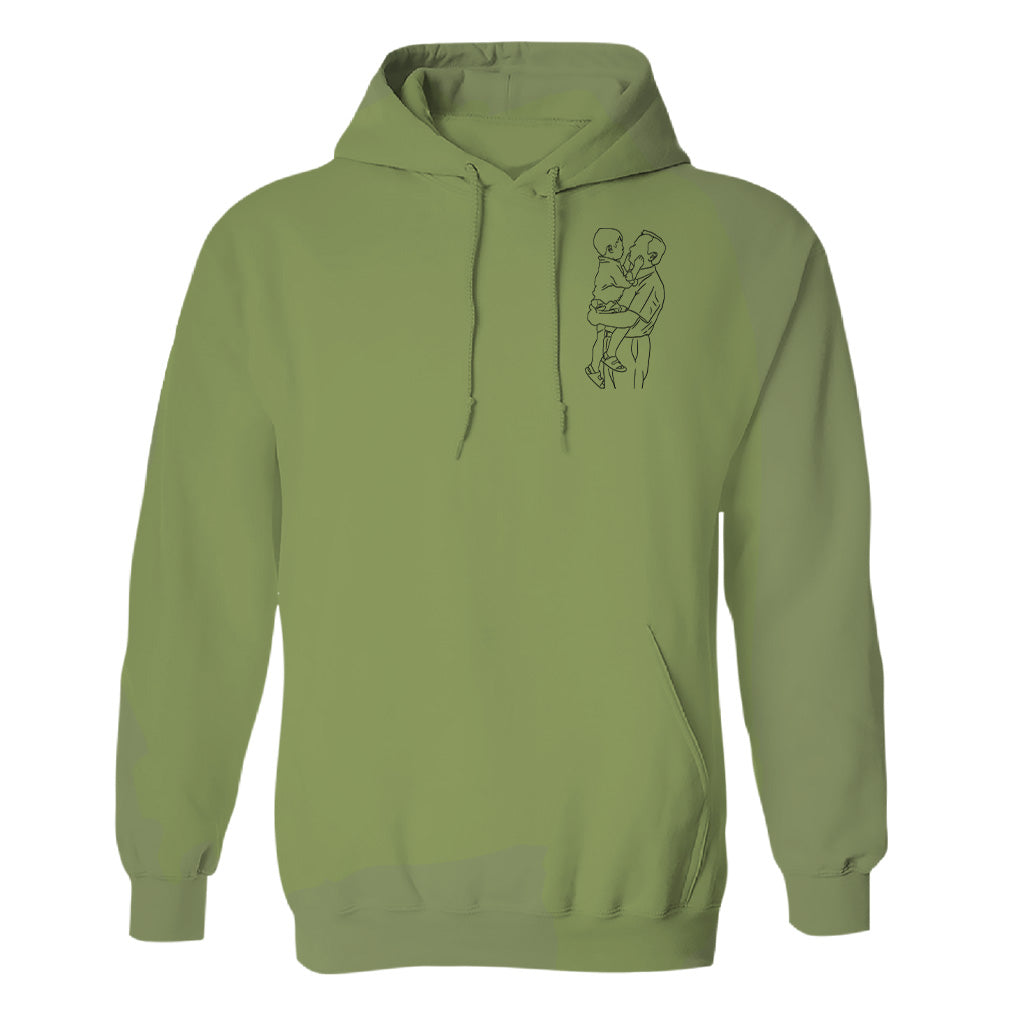 Individuelle Linienzeichnung – Personalisierter bestickter Opa-Hoodie