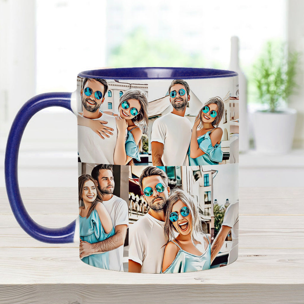 Cartoon-Fotocollage – Geschenk für Freund, Freundin, Ehefrau, Ehemann – Personalisierte Tasse