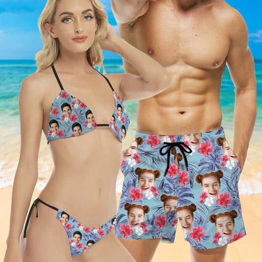 You And Me We Got This - Personalized Sea Lover Triangle Bikini Swimsuit And Men Shorts