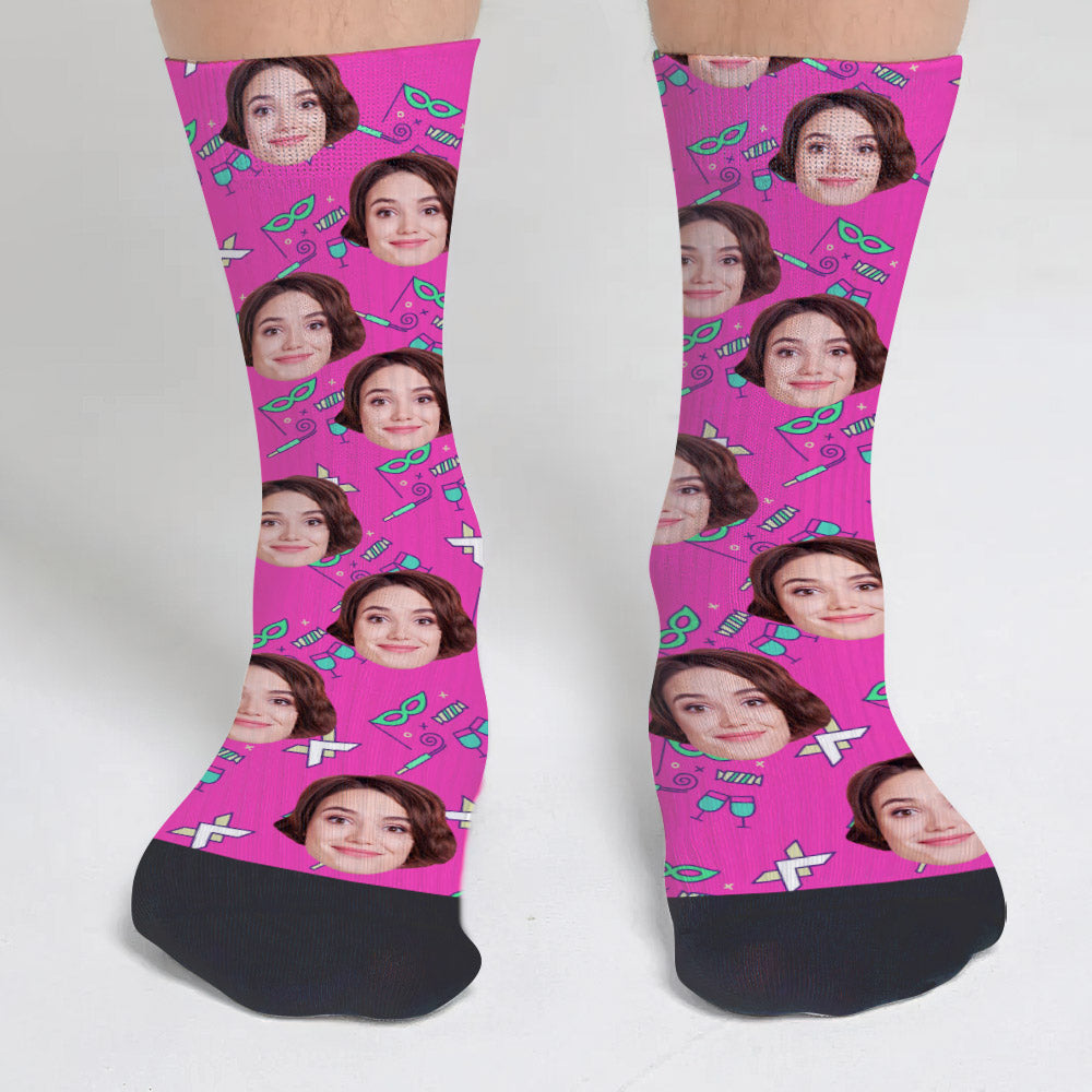 Custom Face Party Pattern - Personalized Aunt Socks