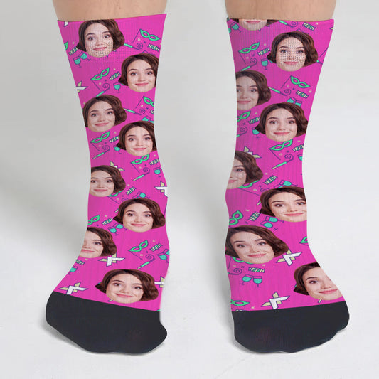 Custom Face Party Pattern - Personalized Aunt Socks
