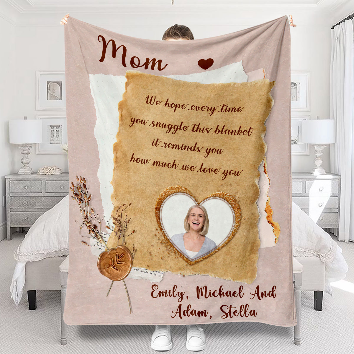 Oma Mama – Geschenk für Oma, Mama, Papa, Opa, Tante, Onkel, Schwester, Bruder, Ehemann, Ehefrau, Freundin – Personalisierte Decke