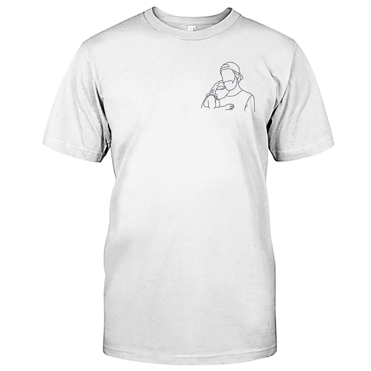 Individuelle Strichzeichnung – Personalisiertes, besticktes T-Shirt für Stiefväter
