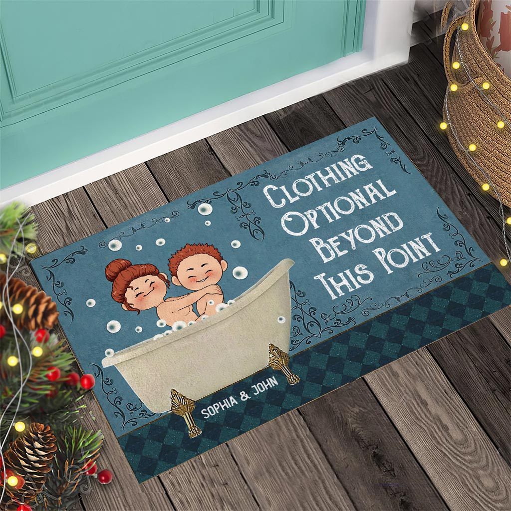 Kleidung optional ab hier – Personalisierte Fußmatte für Paare