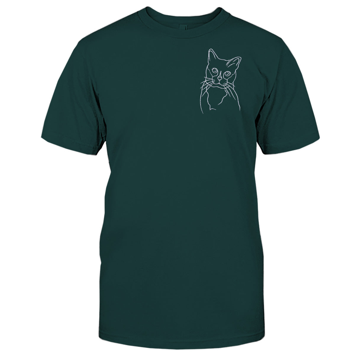 Individuelle Linienzeichnung – Personalisiertes T-Shirt mit Katzenstickerei