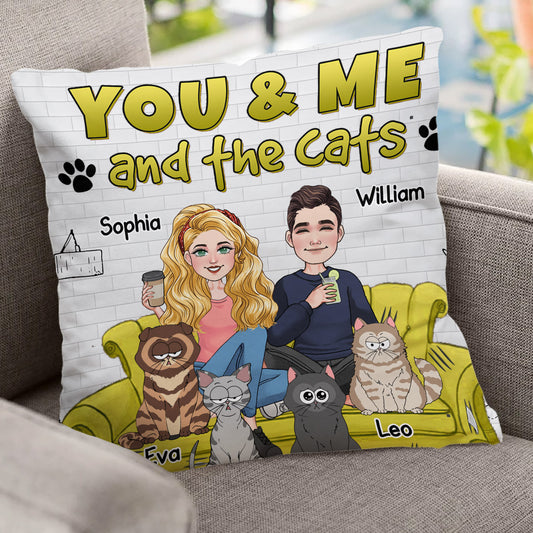 Du und ich und die Katzen – Personalisiertes Katzen-Dekokissen