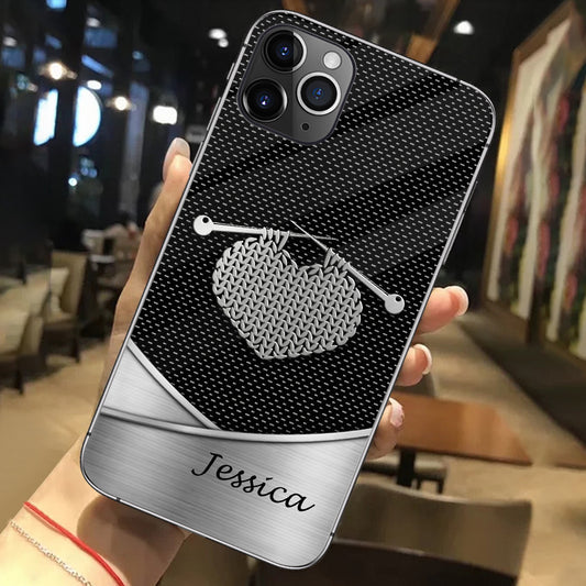 Strickbegeisterte – Personalisierte Handyhülle mit Strickmotiv