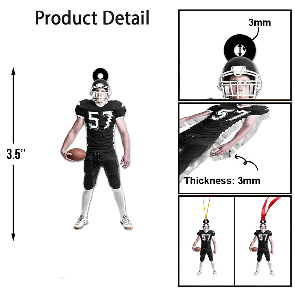 Photo Ornament - Football gift for son - Personalized Ornament