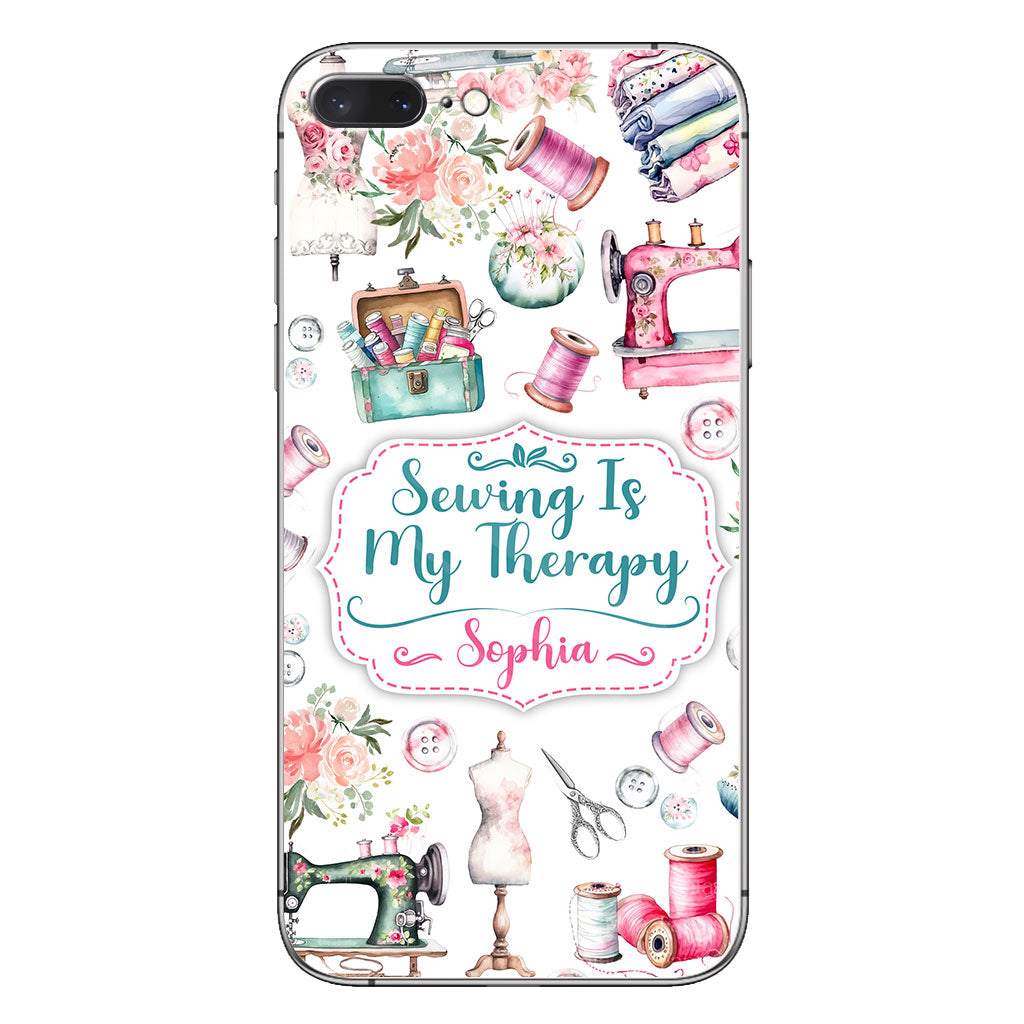 Nähen ist meine Therapie – Personalisierte Handyhülle zum Thema Nähen