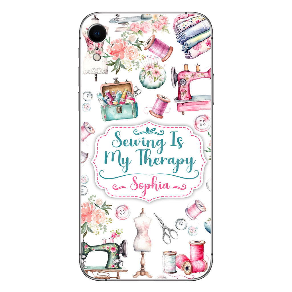 Nähen ist meine Therapie – Personalisierte Handyhülle zum Thema Nähen