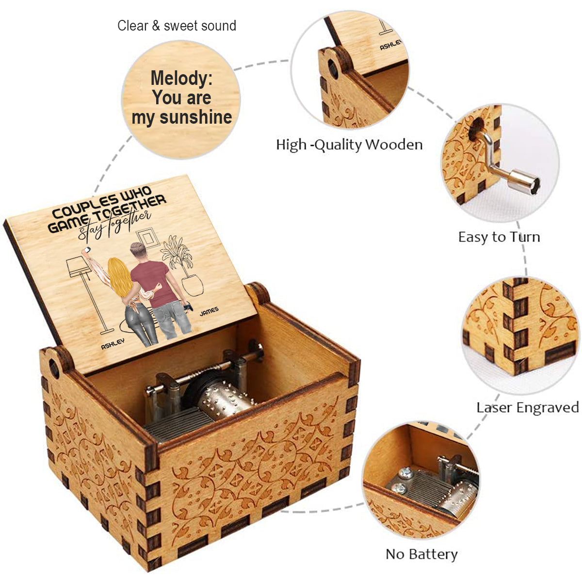 Couples Who Game Together Stay Together - Personalized Video Game Hand Crank Music Box