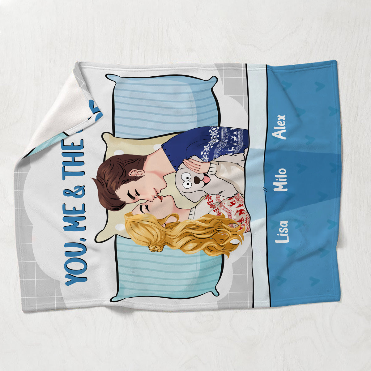 Du, ich und der Hund/die Katze – Geschenk für Hunde- und Katzenliebhaber – personalisierte Decke