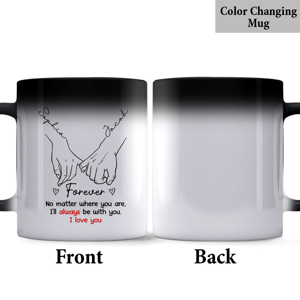 Ich gehe überall mit dir hin – personalisierte Tasse für Paare