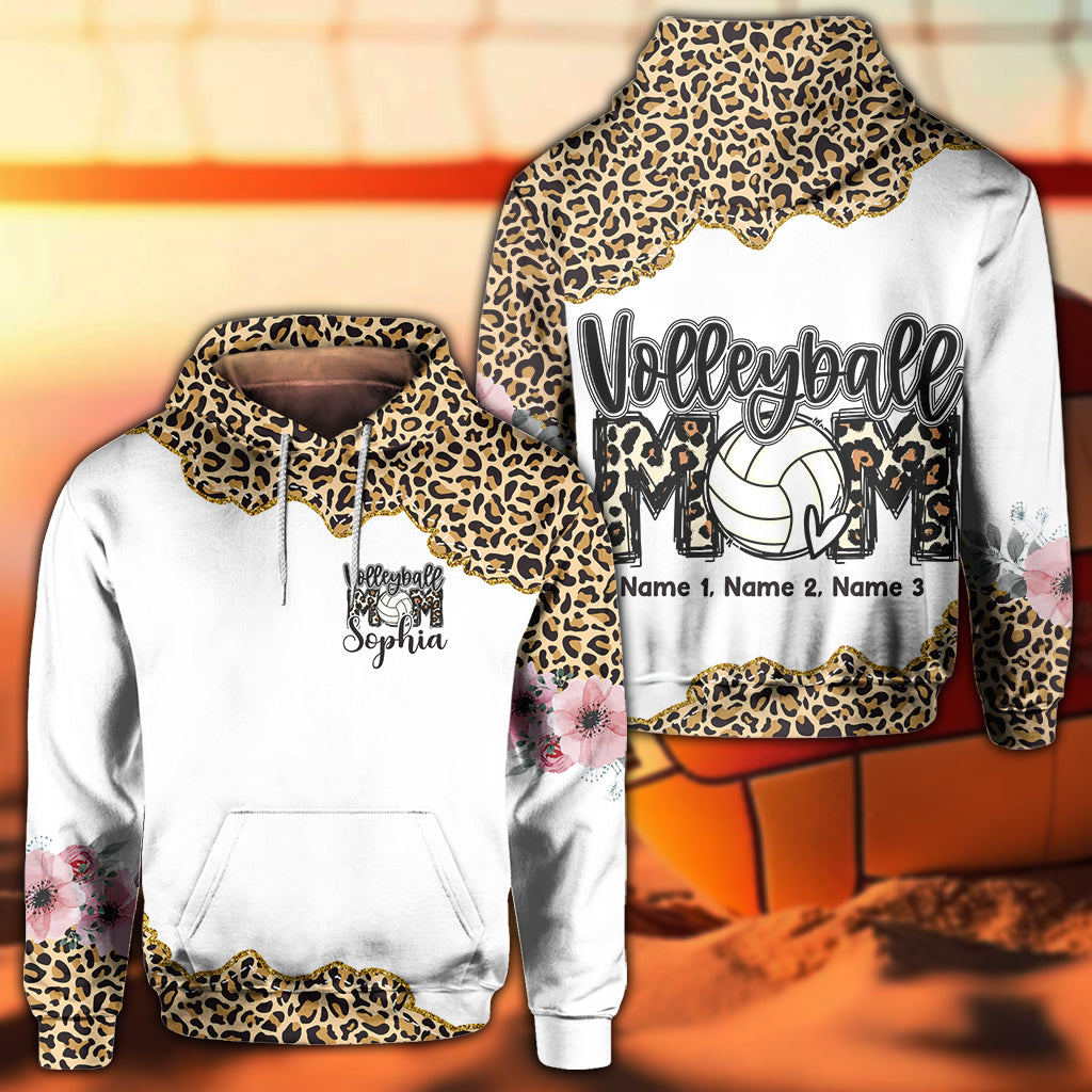 Volleyball-Mama-Leopard – Personalisiertes Volleyball-Shirt mit Allover-Print