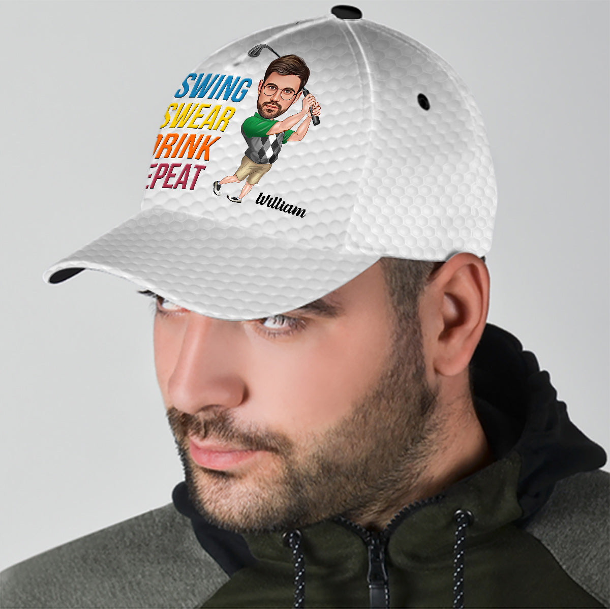 Swing Swear Drink Repeat - Personalized Golf Classic Cap