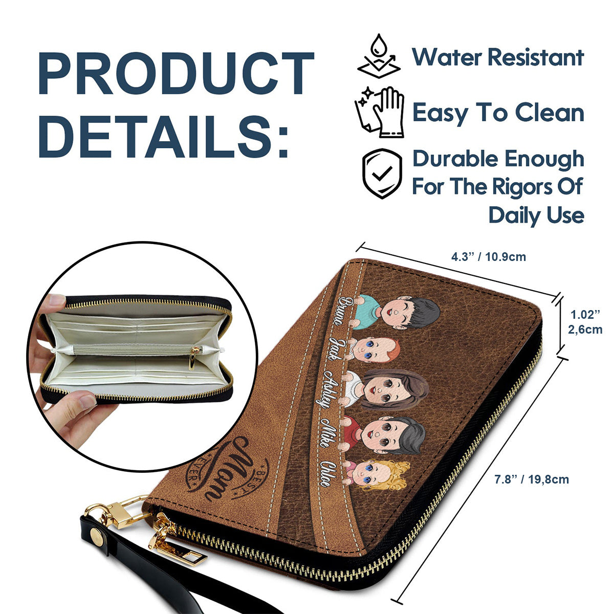 Best Mom/ Grandma/ ... Ever - Personalized Mother Leather Long Wallet